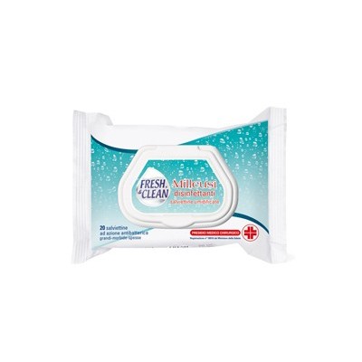 Busta da 20 Salviette disinfettanti milleusi ad azione antibatterica FreshClean