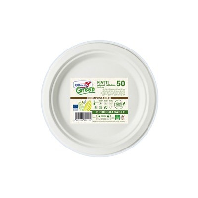 50 Piatti piani 220mm BIODEGRADABILI Dopla Green art.7701