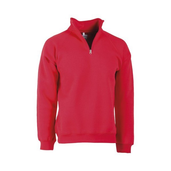 FELPA MEZZA ZIP ROSSO    TG.XL COTONE/POLIESTERE