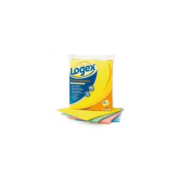BUSTA 4 PANNI SPUGNA LOGEX 18X20CM