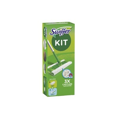 Swiffer Dry - STARTER KIT COMPLETO con 8 PANNI e 3 PANNI WET