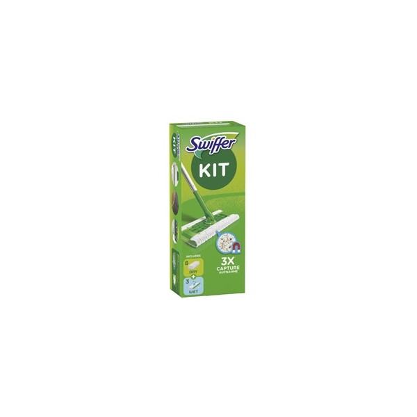 Swiffer Dry - STARTER KIT COMPLETO con 8 PANNI e 3 PANNI WET