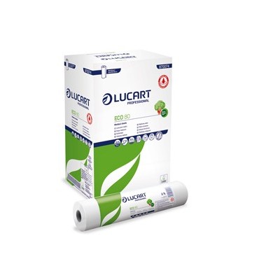 Lenzuolino medico in rotolo 59cm x 80mt Bianco Eco 80 Lucart - Conf da 6 pz.