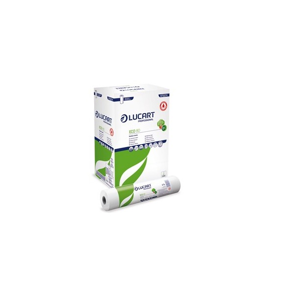 Lenzuolino medico in rotolo 59cm x 80mt Bianco Eco 80 Lucart - Conf da 6 pz.