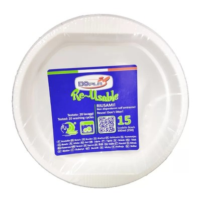 CF.15 SCODELLE PL.BIANCHE  300ML DOPLA 08142