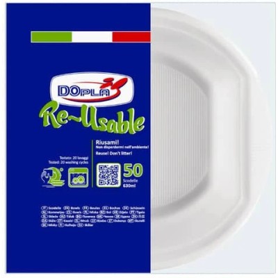 CF.50 SCODELLE PL.BIANCHE  630ML DOPLA 08157