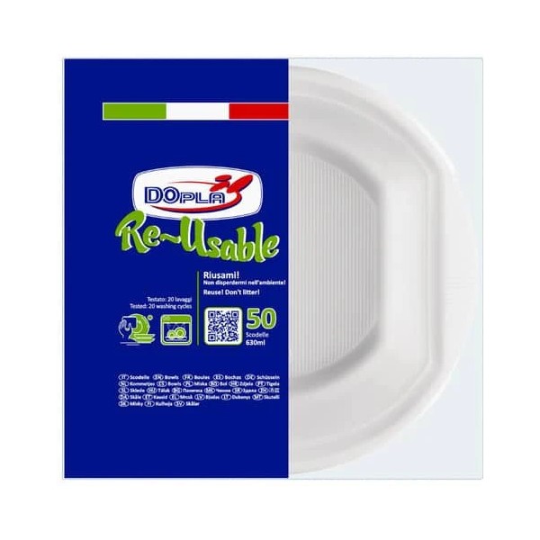CF.50 SCODELLE PL.BIANCHE  630ML DOPLA 08157