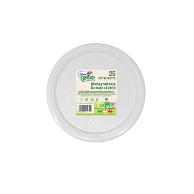 25 Piatti frutta 170mm BIODEGRADABILI Mater-bi Dopla Green art. 45001