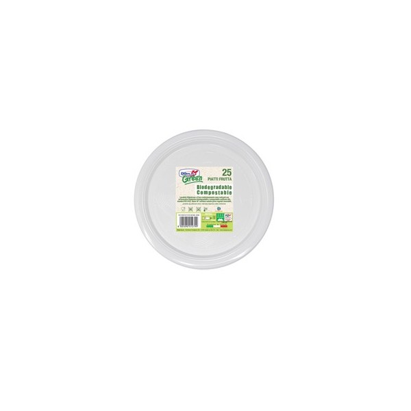 25 Piatti frutta 170mm BIODEGRADABILI Mater-bi Dopla Green art. 45001