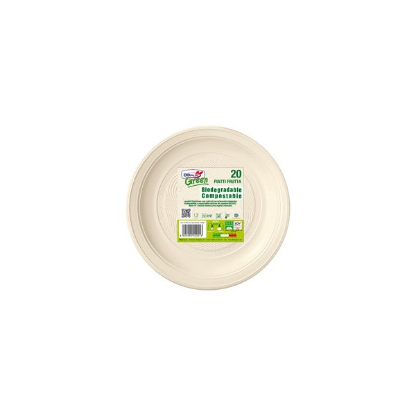 20 Piatti frutta 170mm BIO Mater-bi DOpla Green art. 45013