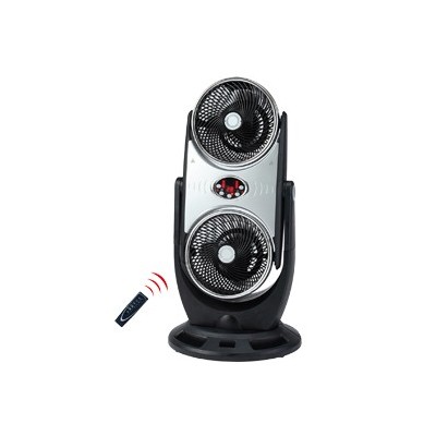 Ventilatore doppio DUO plurifunzione con ionizzatore nero/cromato CFG