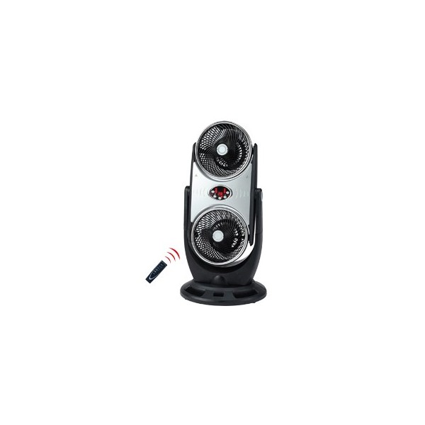 Ventilatore doppio DUO plurifunzione con ionizzatore nero/cromato CFG