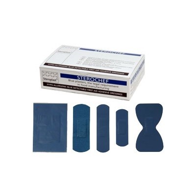 Scatola 100 CEROTTI Assort. in 5 misure BLU DETECTABLE