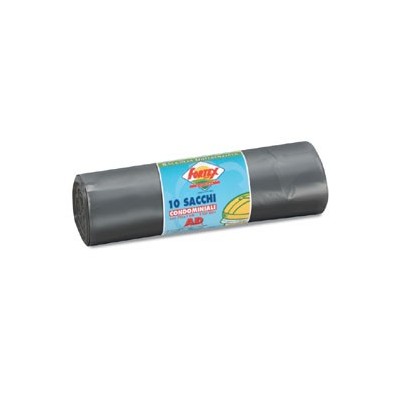 10 SACCHI IMMONDIZIA 70X110CM 120LT HD 16 GRIGIO FORTEX