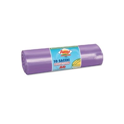 10 SACCHI IMMONDIZIA 70X110CM 120LT HD 16 VIOLA FORTEX