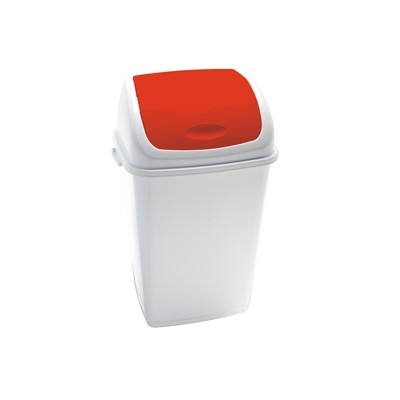 Pattumiera a basculante 50Lt Rif Basic Bianco/Rosso