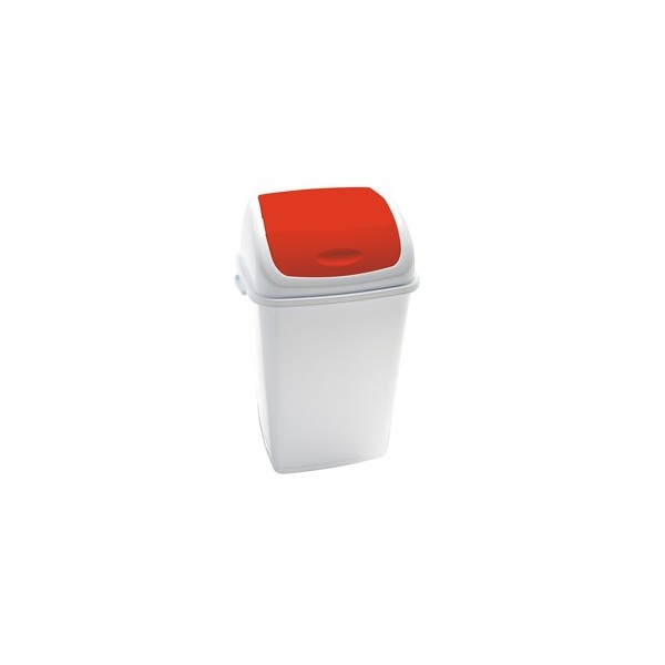 Pattumiera a basculante 50Lt Rif Basic Bianco/Rosso