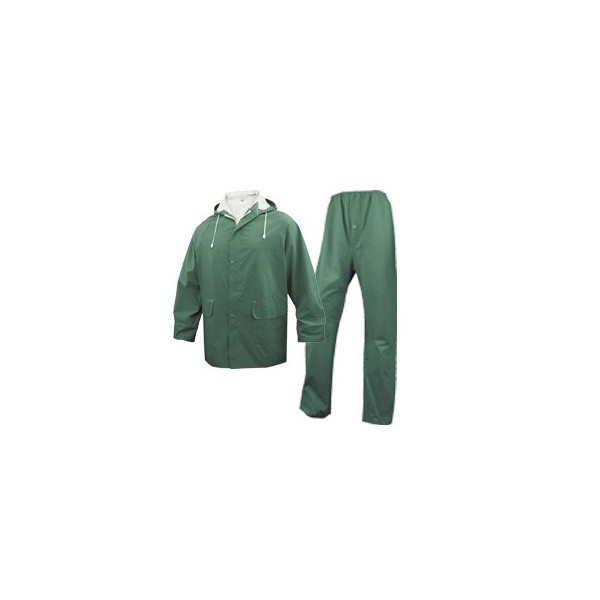 COMPLETO IMPERMEABILE EN304 Tg. XL verde (giacca+pantalone)