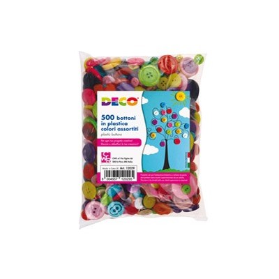 Confezione 650 bottoni in plastica colori assortiti CWR